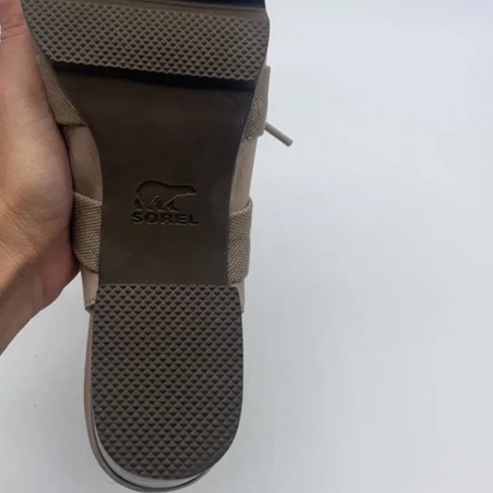 SOREL | Addington Pebble Silver Sage Leather Sandal Block Heel Size 8.5 - Picture 8 of 8